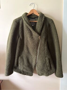 Maurices Olive Sherpa Asymmetrical Zip Jacket